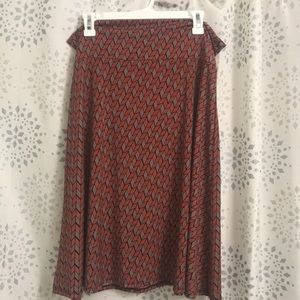 LulaRoe XL Azure skirt-orange, black, teal & red.